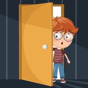 Foundation level (week 16) 21 kid entering dark room vector 20437037