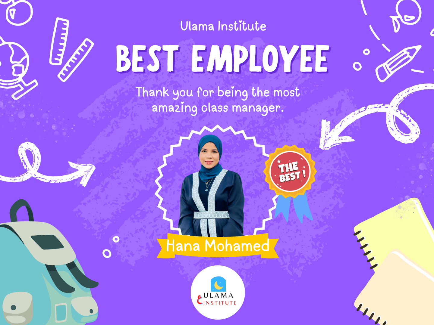 Hana Mohamed certificate of appreciation 2 Hanamohamed