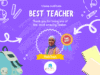 Teacher Hbibah Award Certificate 1 Purple Doodle Playful Best Teacher Poster 1